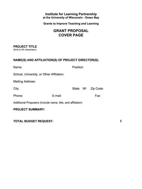 grant proposal cover page template